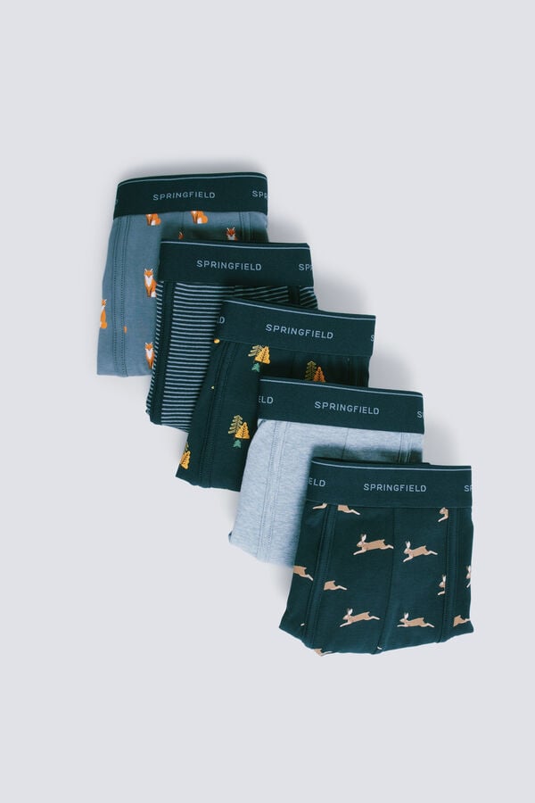 Springfield Pack 5 boxers algod&oacute;n estampados gris