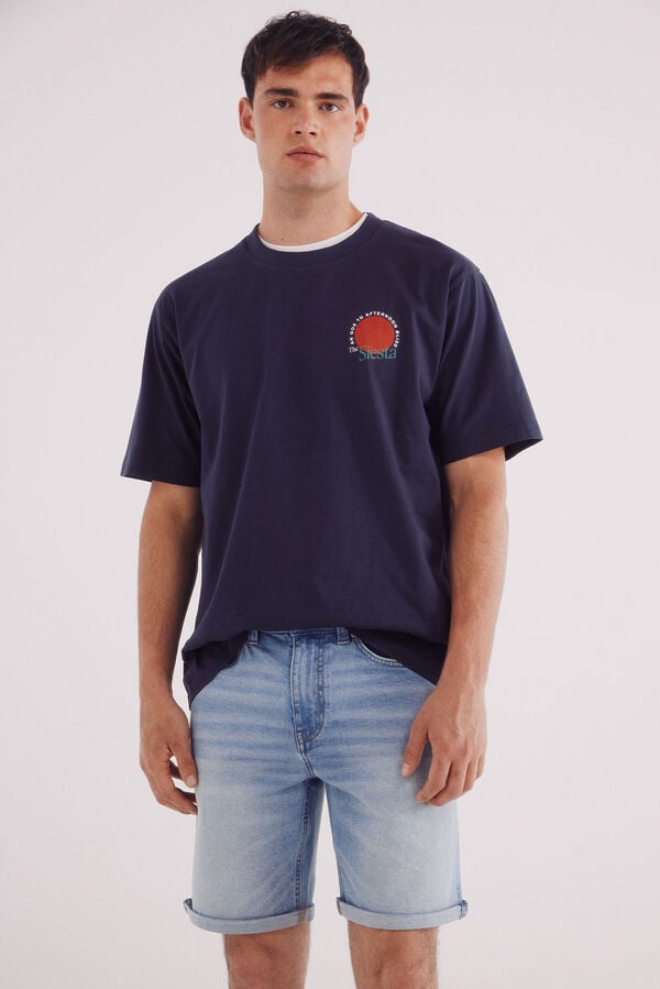 Springfield Bermuda vaquera básica slim fit turquesa