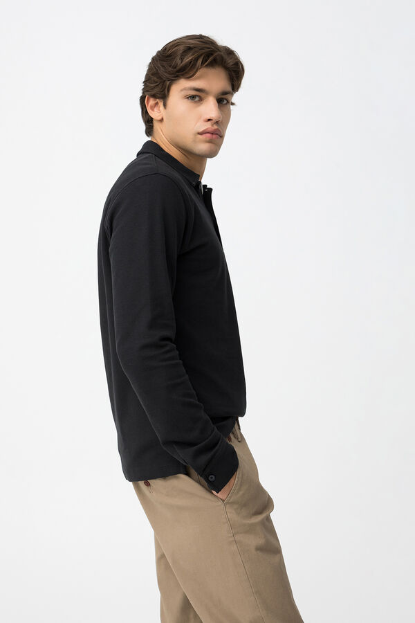 Tiffosi Polo de manga comprida azul