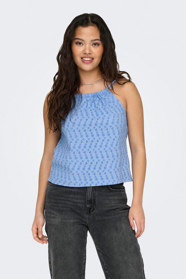 Only Top alças de algodão azul