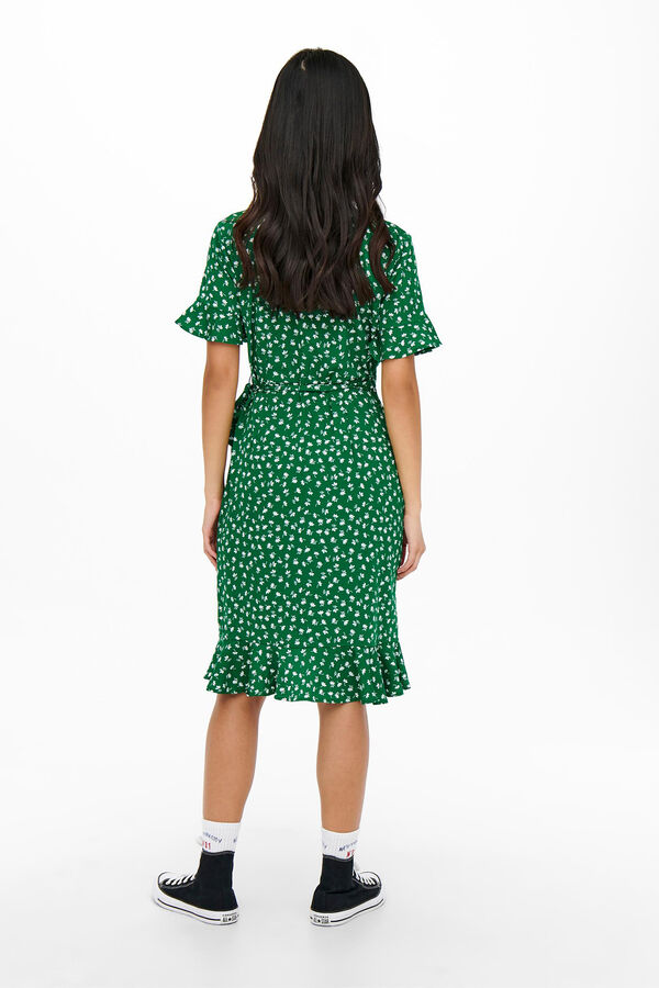 Only Vestido curto cruzado verde