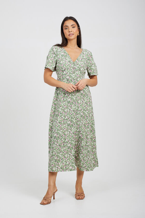 Brave Soul Vestido de flores con cuello pico estampado