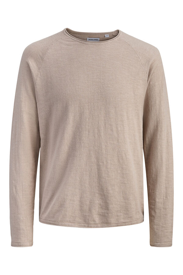 Jack & Jones PLUS Camisola b&aacute;sica manga comprida cru