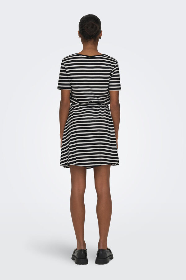 Only Vestido curto corte regular decote em V preto