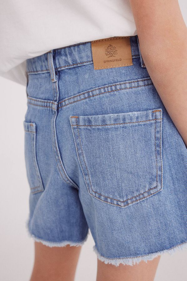 Springfield Kids Short denim bordado etnico niña azul