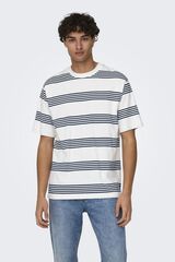 Only & Sons T-shirt estampada riscas branco