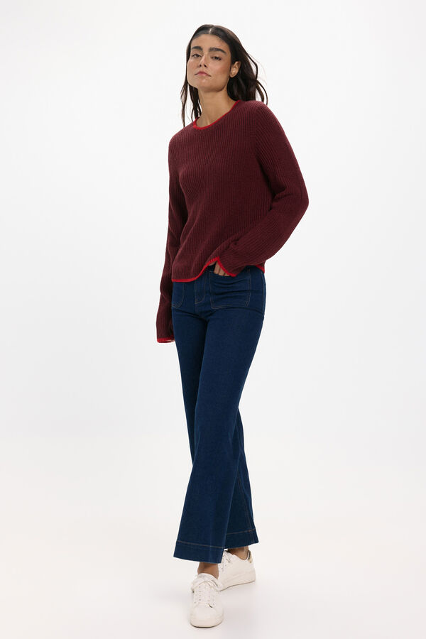 JDY Jersey cuello redondo rojo