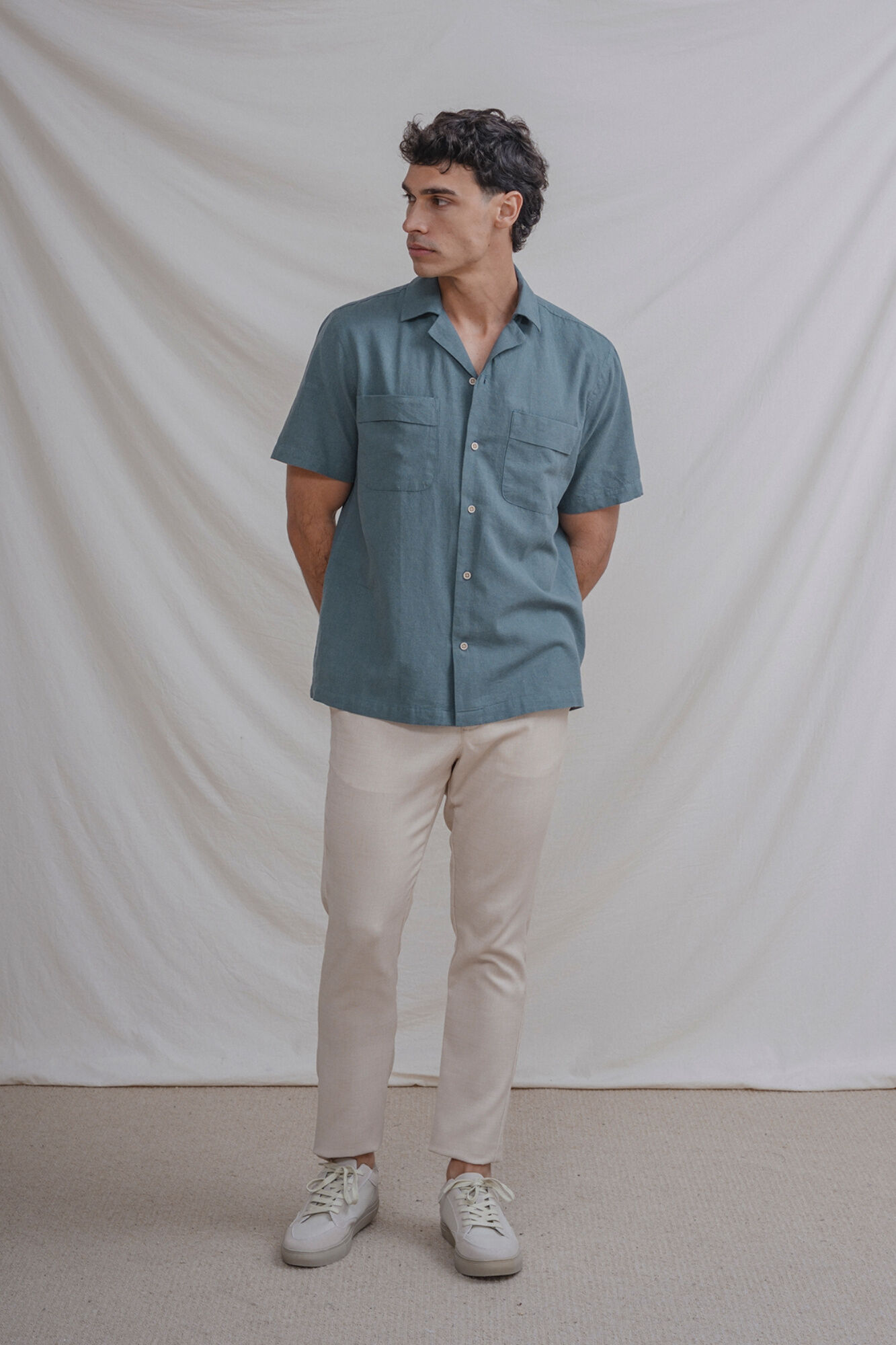 Celopman Camisa lino manga corta