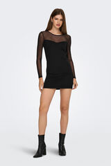 Only Vestido curto semitransparente preto