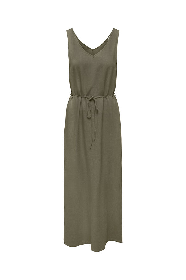 JDY Vestido comprido em linho verde