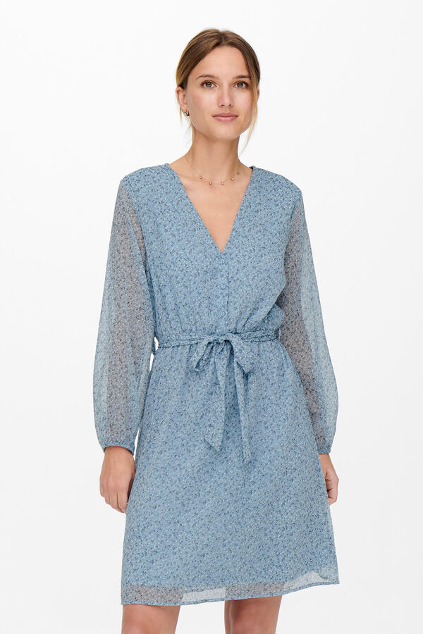 Only Vestido curto de gaze azul
