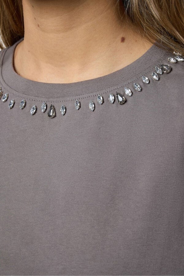 Noisy May camiseta joya cuello gris