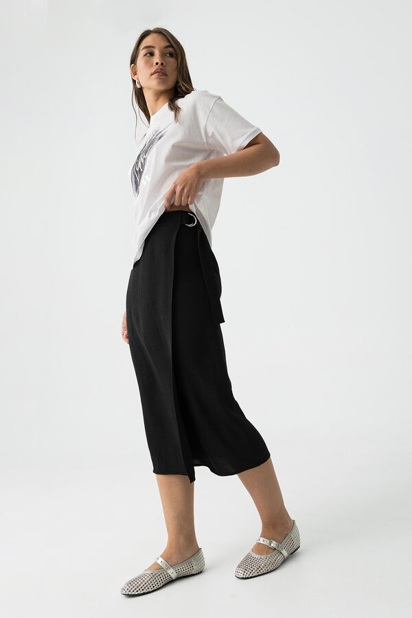 Tiffosi Falda midi de talle alto negro