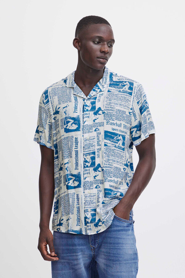 Blend Camisa Manga Curta Estampada azul