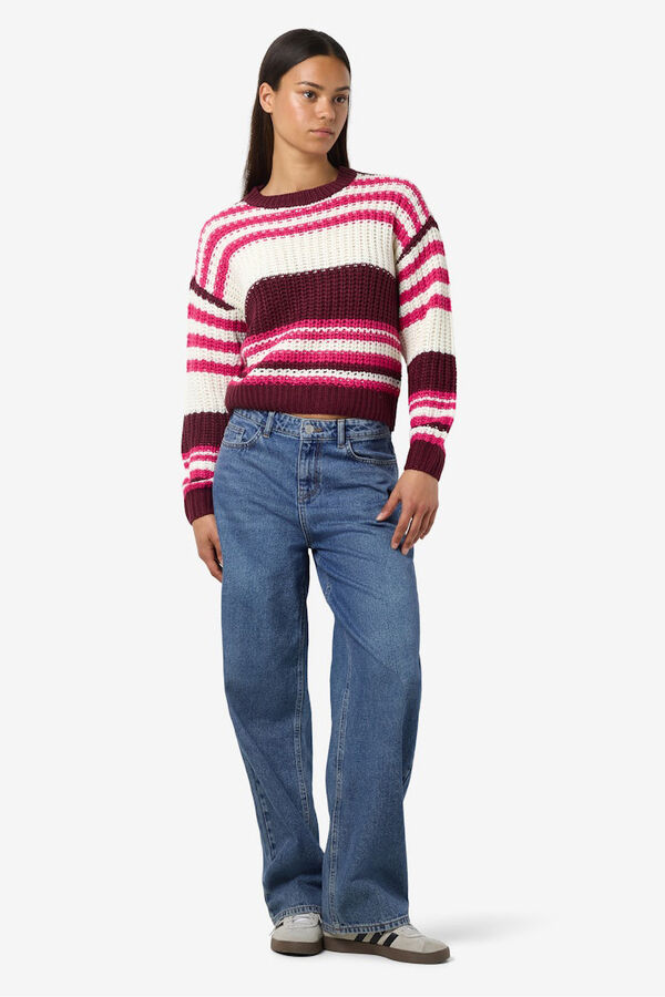 Noisy May Jersey rayas cuello redondo morado/lila