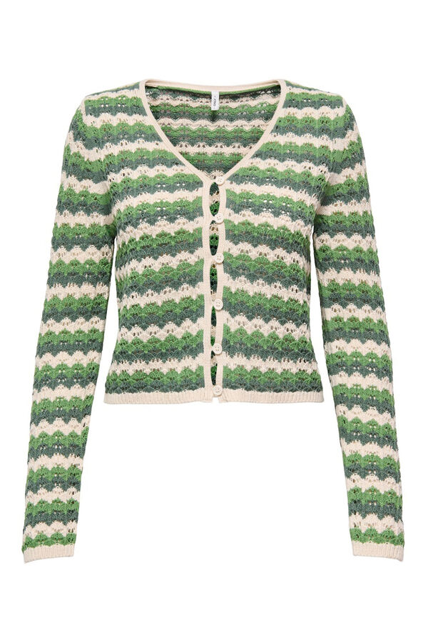 Only C&aacute;rdigan de crochet troquelado verde