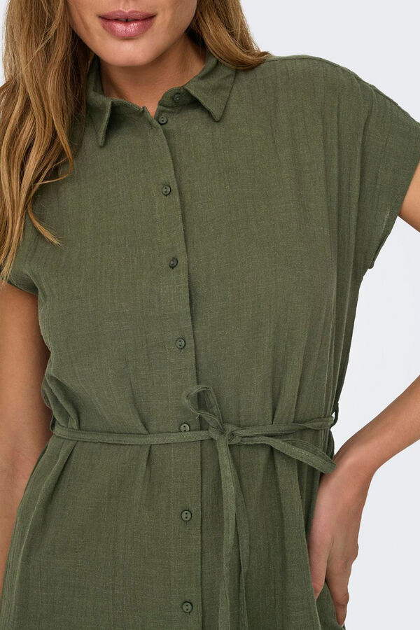 Only Vestido midi camisero verde
