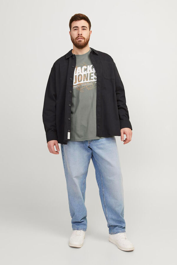 Jack & Jones PLUS T-shirt de algod&atilde;o manga curta com logo frontal PLUS verde
