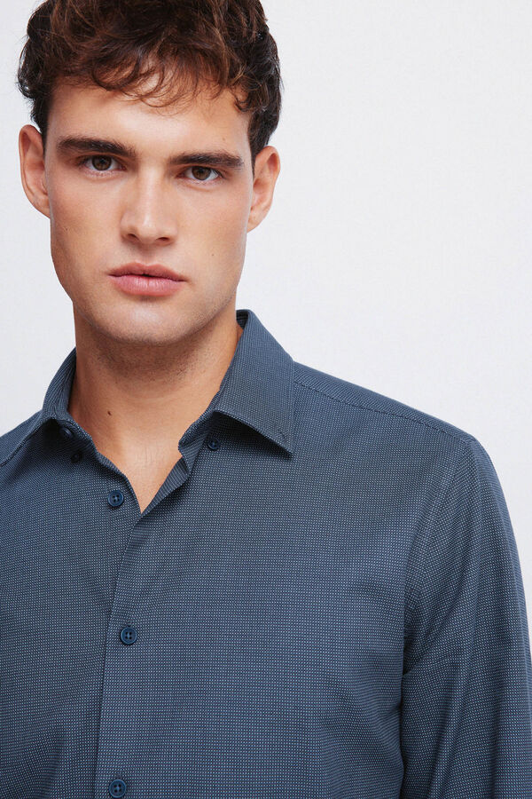 Springfield Camisa social estruturada bicolor azul