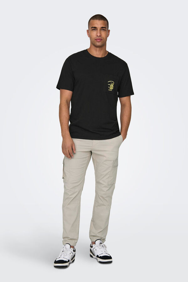 Only & Sons Camisola de manga curta com bolso preto