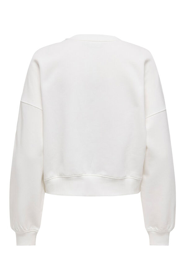 Only Sweatshirt cropped com detalhe de p&eacute;rola branco