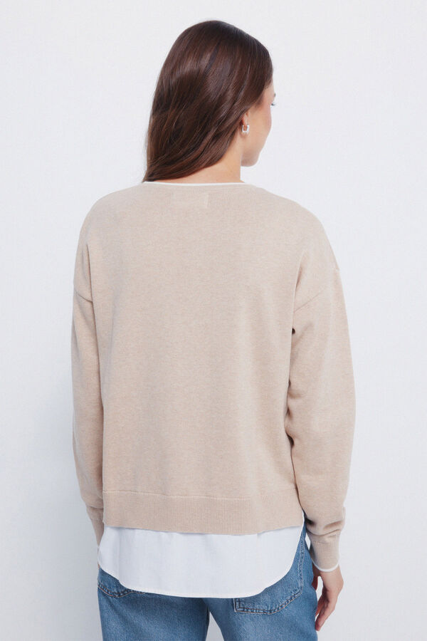 Springfield Jersey "Bonjour" combinado tostado