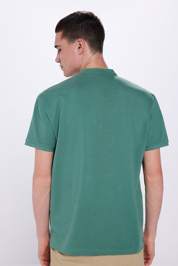 Springfield Camisa p&oacute;lo em piqu&eacute; com gola Mao verde
