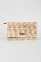 System Action Bolso de mano de rafia trenzado marfil