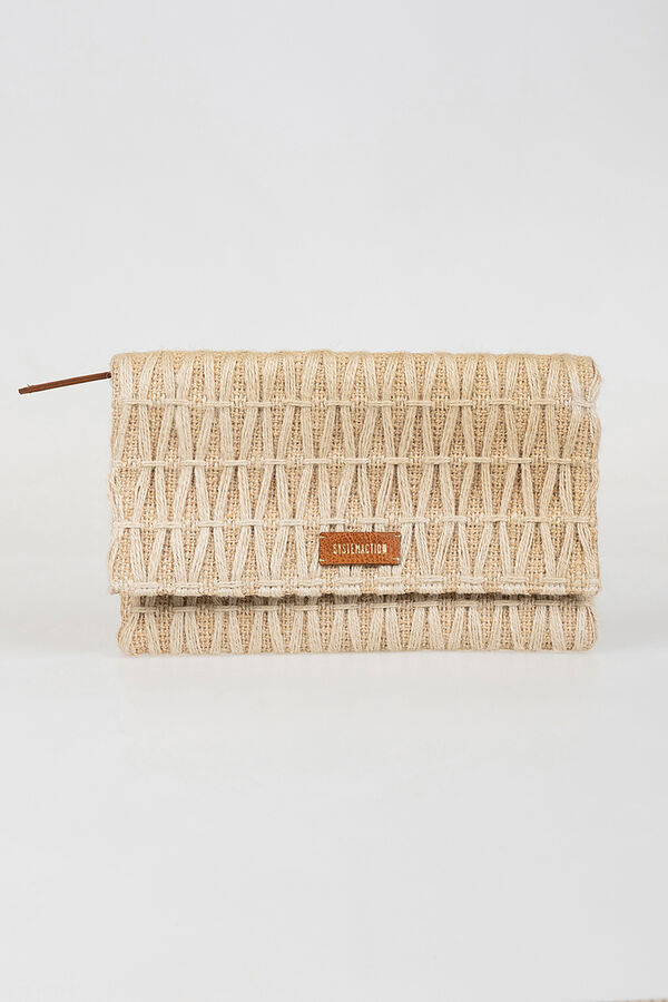 System Action Bolso de mano de rafia trenzado marfil