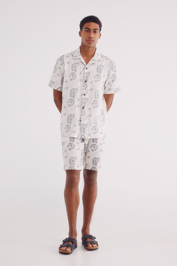 Springfield Camisa de manga curta bordada com flores branco