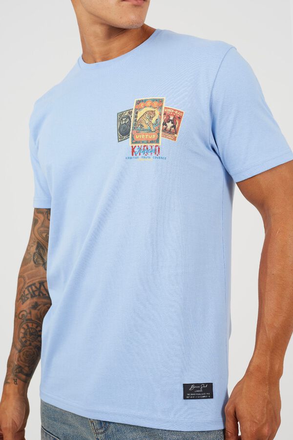 Brave Soul T-shirt de manga curta estampada azul
