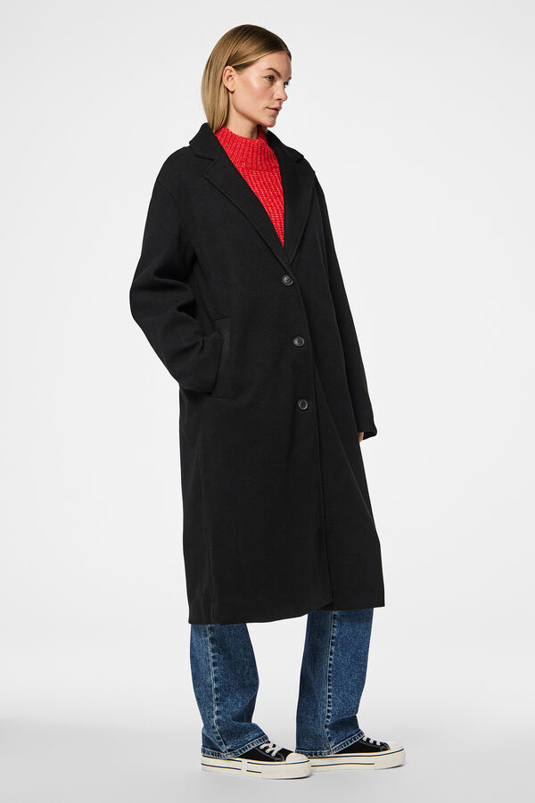 Pieces Sobretudo longo de pano preto