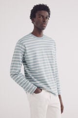 Springfield Camiseta manga manga comprida com listras tecidas azul