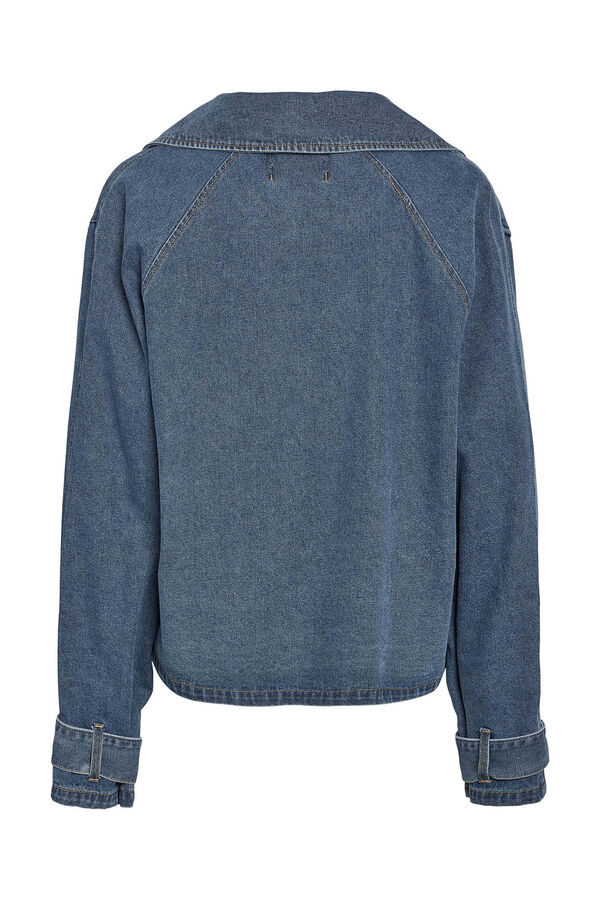 Noisy May Chaqueta vaquera tipo trench corta con botonadura frontal. azul