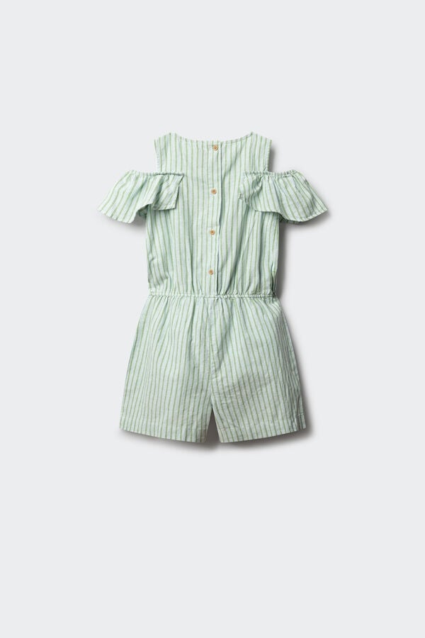 Springfield Kids Jardineiras curtas de riscas para menina verde