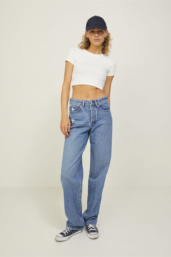 Jack & Jones T-shirt nervuras b&aacute;sica branco
