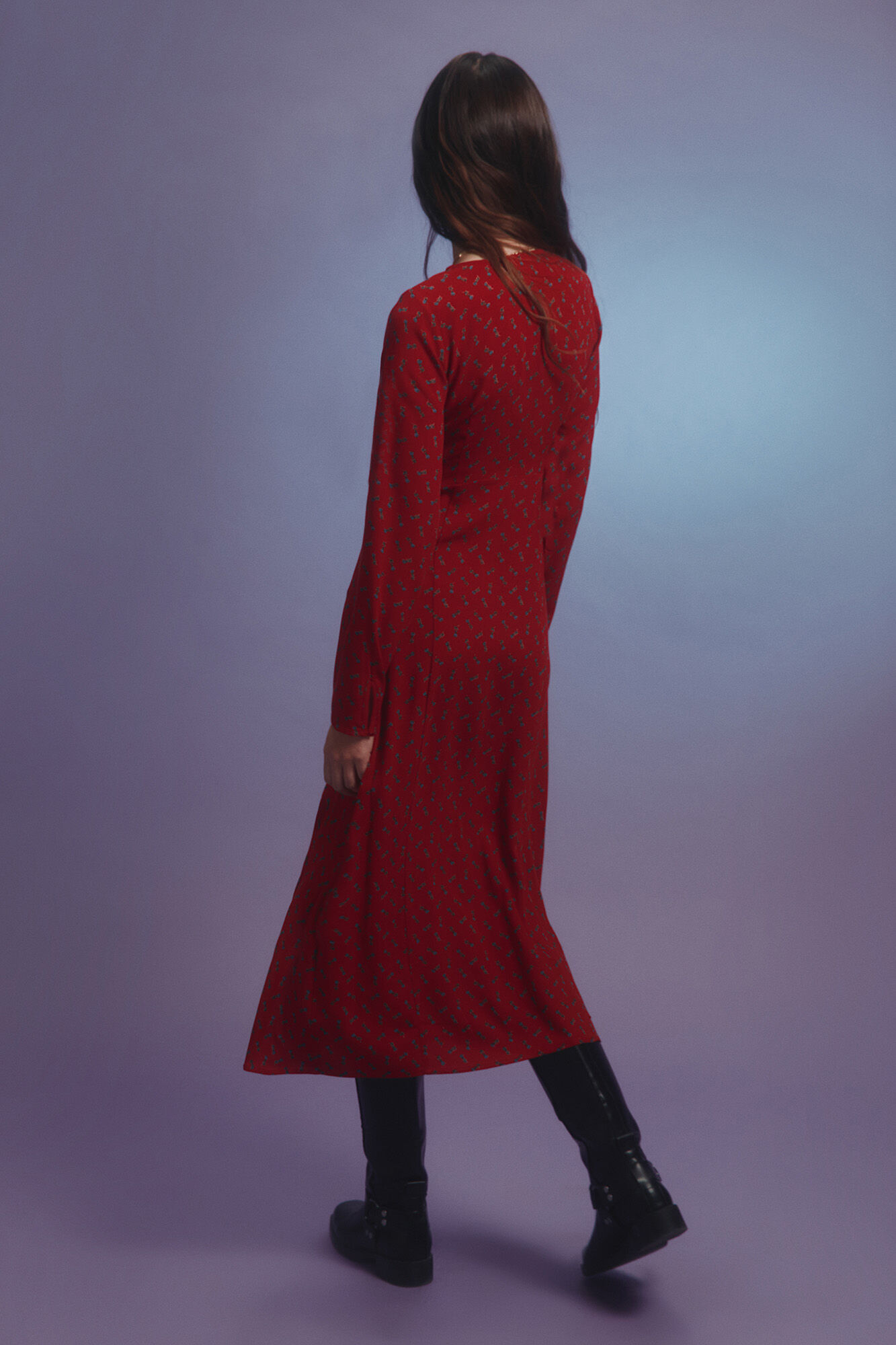 Springfield Vestido midi estampado com decote n&oacute;