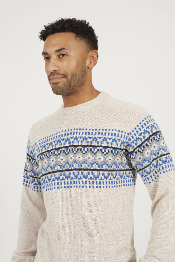 Brave Soul Jersey cuello redondo jacquard marfil