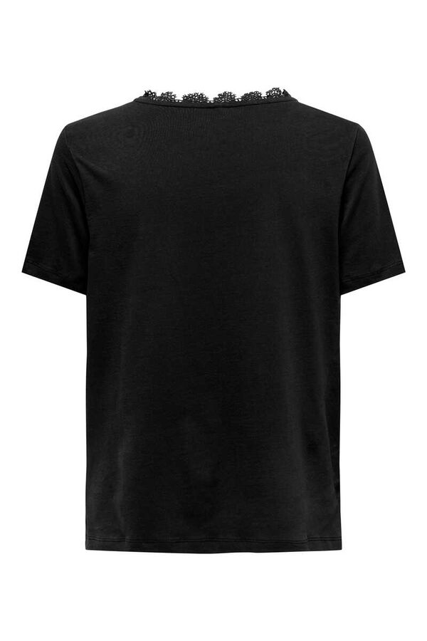 Only Camiseta manga corta cuello pico negro