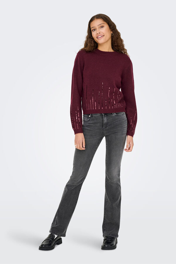 JDY Camisola de gola redonda vermelho