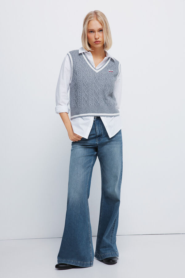 Springfield Chaleco punto bordado cereza gris