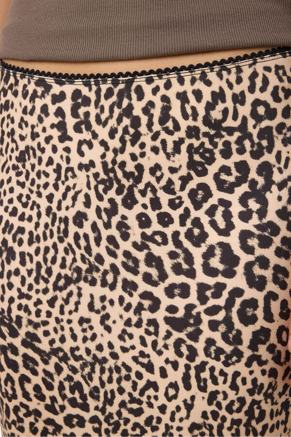Noisy May Falda midi leopardo cinturilla tostado