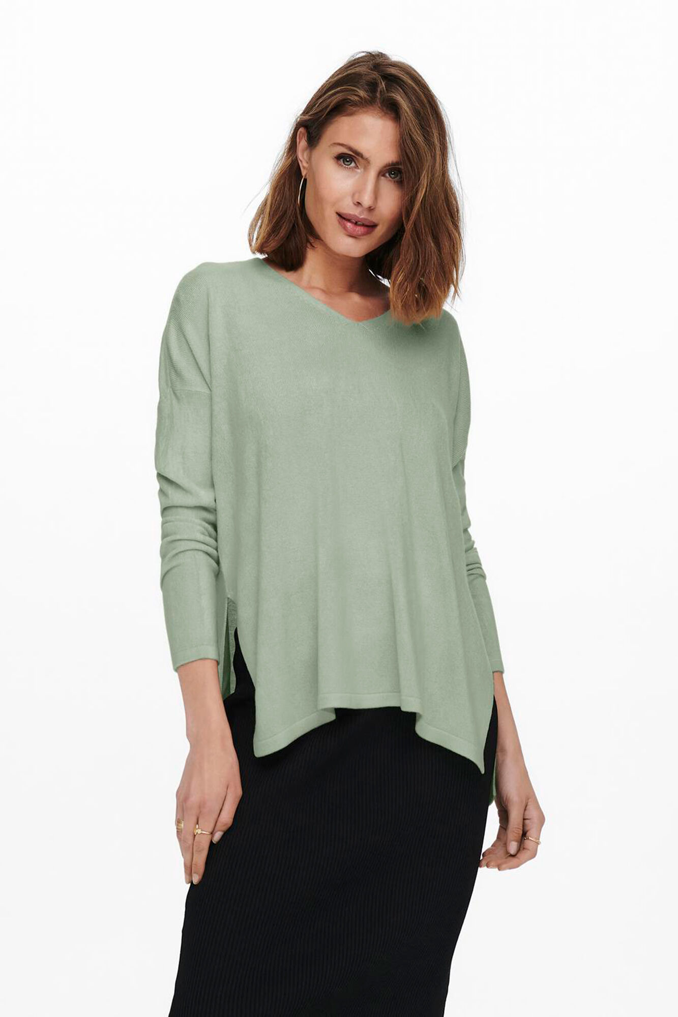 Only Jersey de manga larga y cuello pico