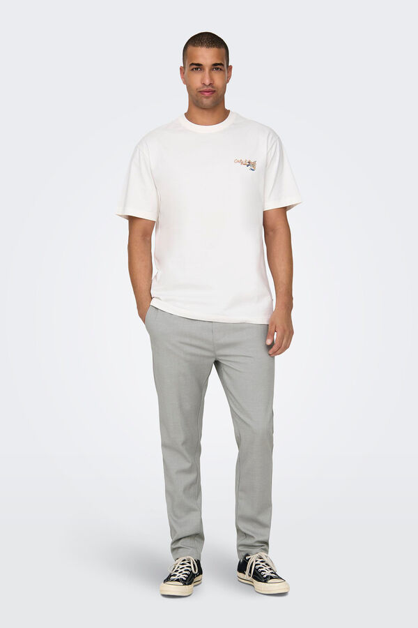 Only & Sons Cal&ccedil;as fluidas bainha ajustada cinzento