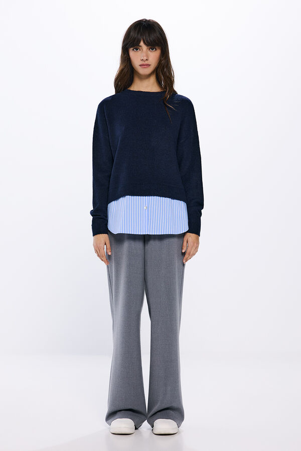 Springfield Camisola de malha combinada azul