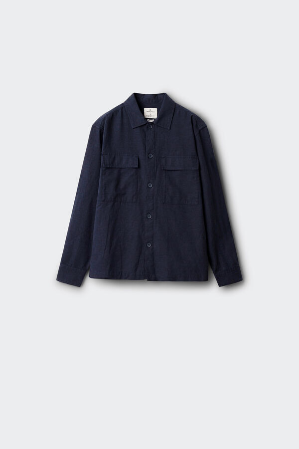 Springfield Sobrecamisa lino overshirt azul