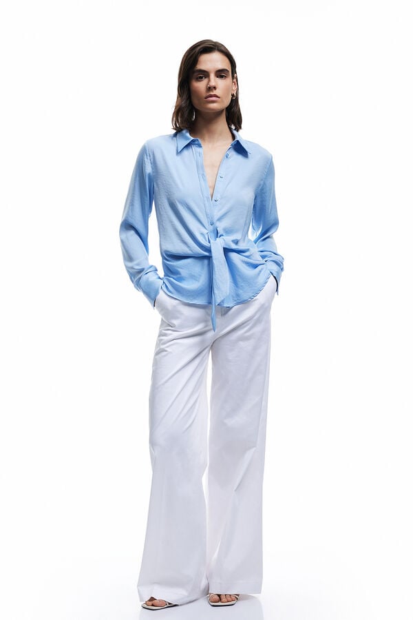 Koton camisa de cetim azul