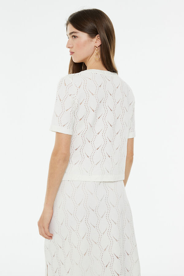 System Action Camiseta calada de manga corta marfil