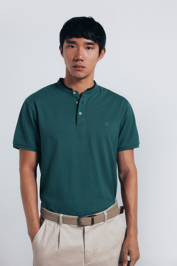 Springfield Polo piqu&eacute; cuello mao slim fit verde
