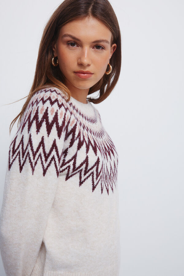 Springfield Camisola jacquard com bordas  vison